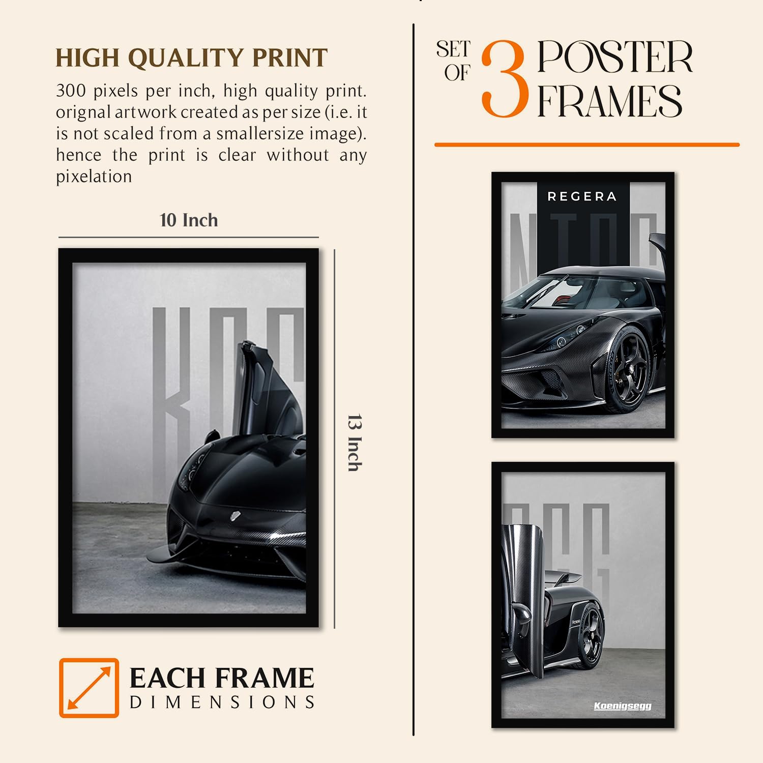 Big Koinegsegg Regera Car Framed Posters