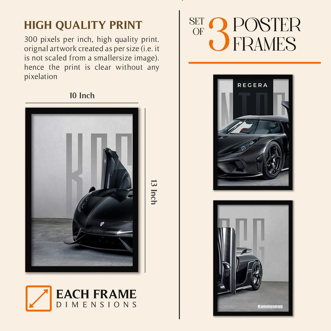 Big Koinegsegg Regera Car Framed Posters