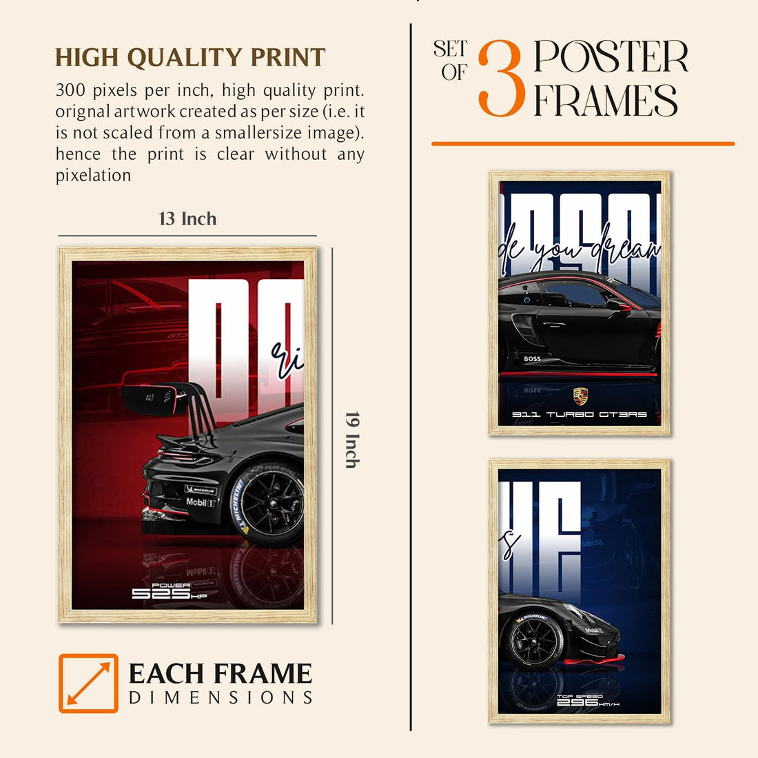 Big Porsche Cars Framed Posters