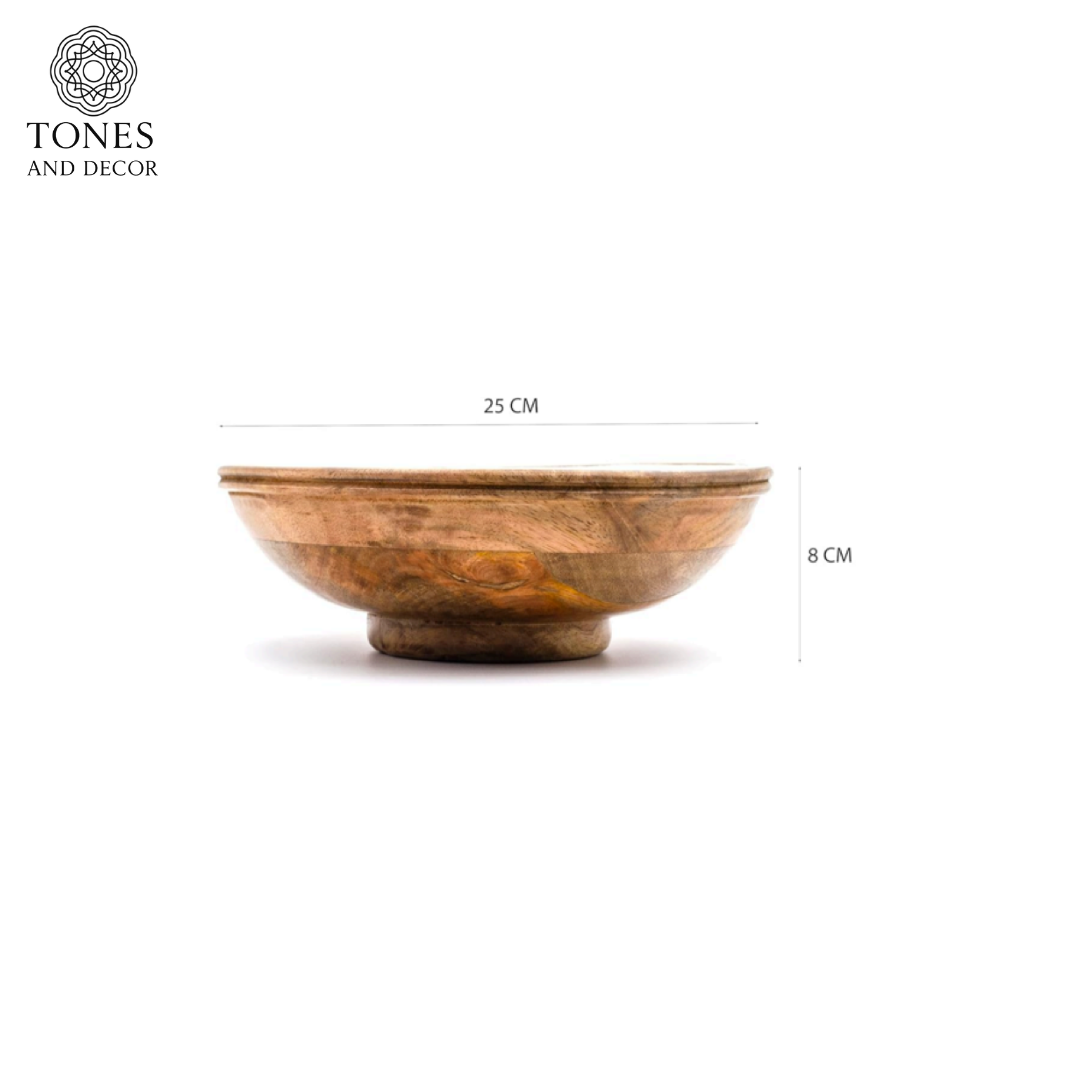 Handcrafted Mango Wood Bowl with Abstract Ceramic Interior – 25 cm | Food-Safe, Eco-Friendly & Decorative