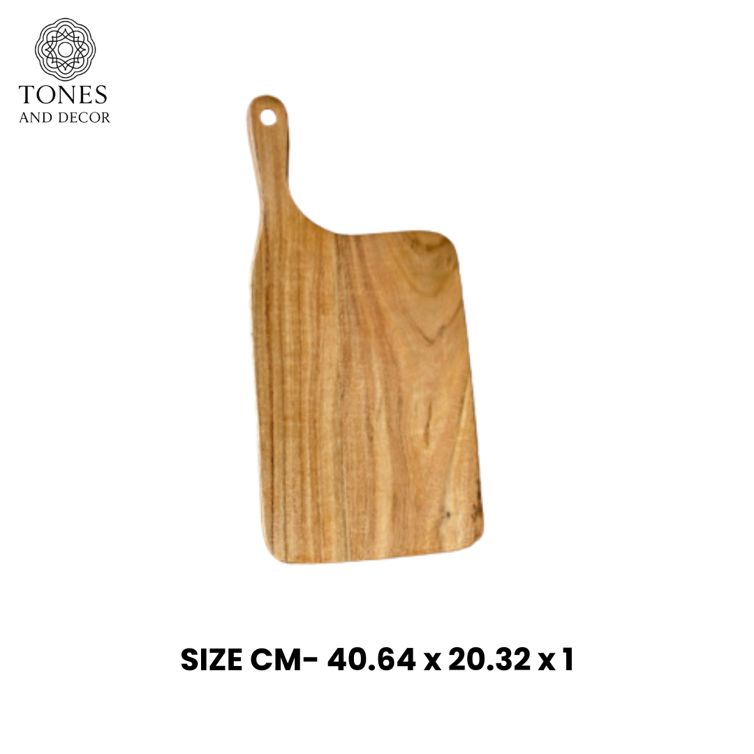 Handcrafted Curved-Handle Wooden Chopping & Serving Board – 40.64 × 20.32 cm