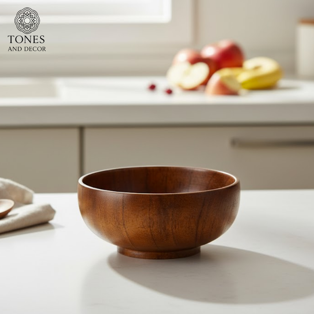 Handcrafted Sheesham Wood Bowl – 18 cm (7 Inch) | Premium Natural Finish | 100% Food-Safe & Eco-Friendly