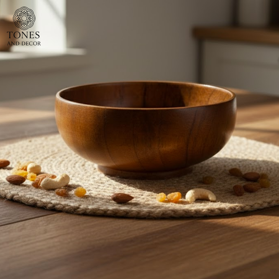 Handcrafted Sheesham Wood Bowl – 18 cm (7 Inch) | Premium Natural Finish | 100% Food-Safe & Eco-Friendly