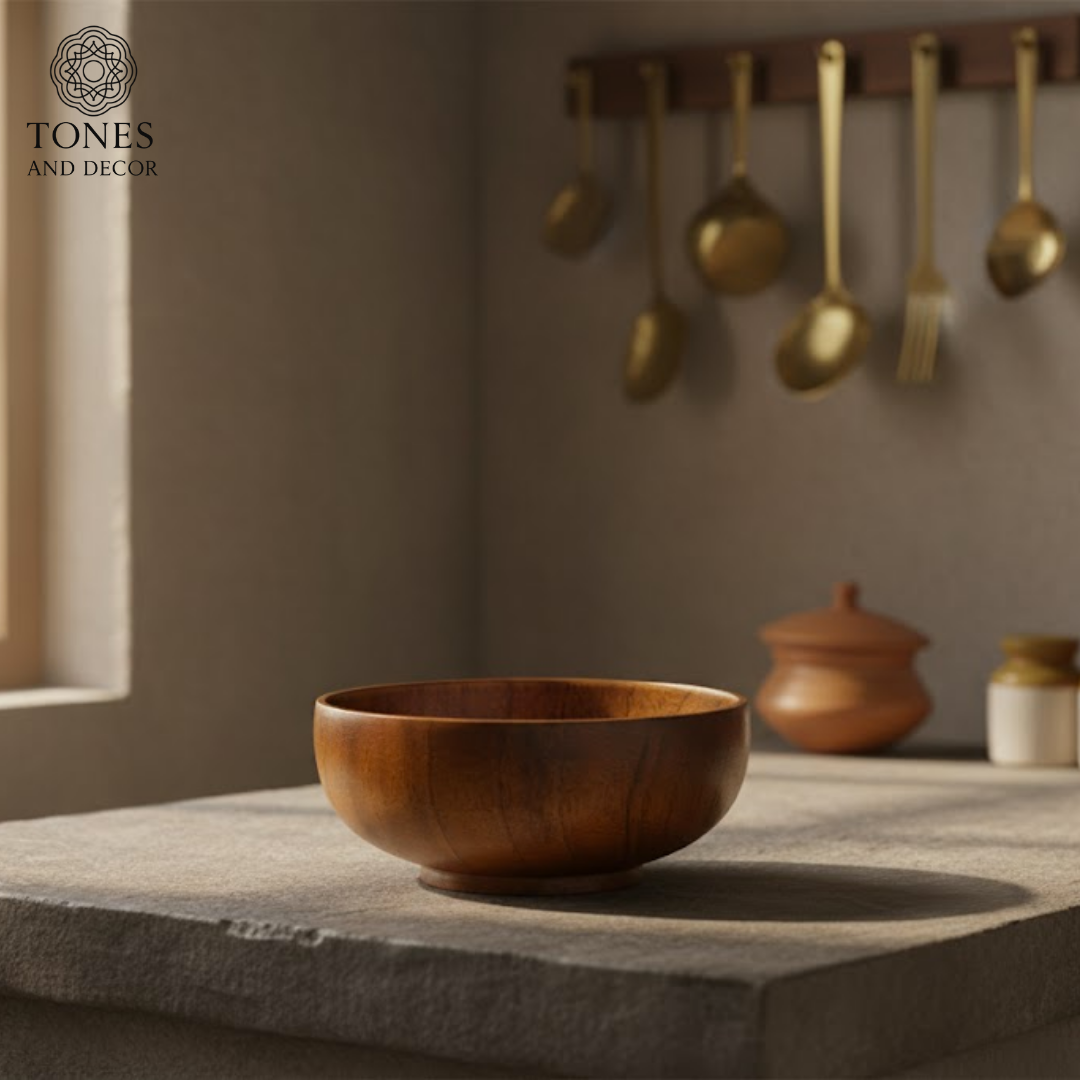 Handcrafted Sheesham Wood Bowl – 18 cm (7 Inch) | Premium Natural Finish | 100% Food-Safe & Eco-Friendly