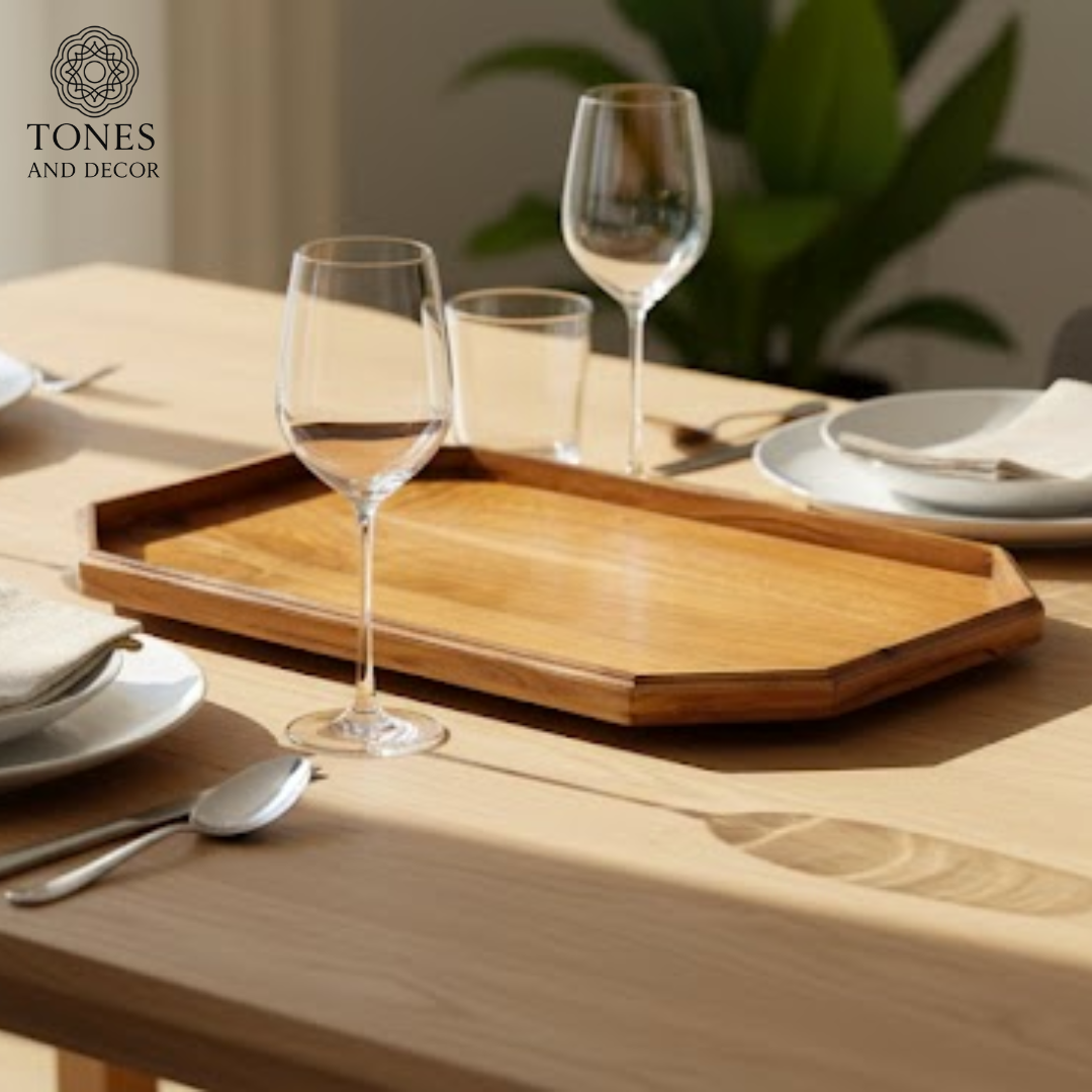 Octagonal Mango Wood Serving Tray