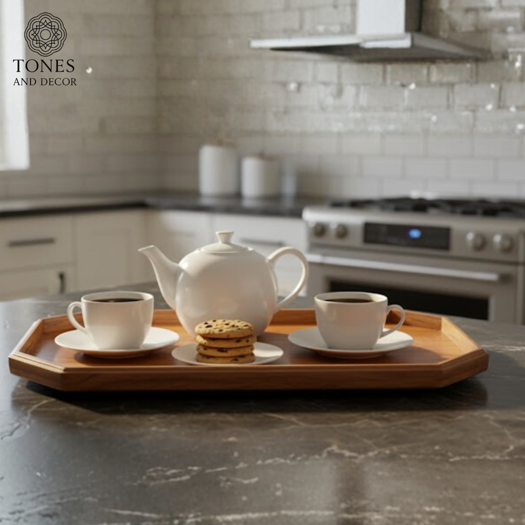 Octagonal Mango Wood Serving Tray