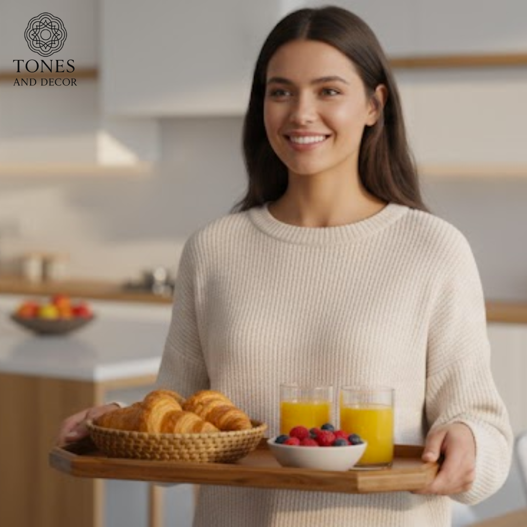 Octagonal Mango Wood Serving Tray