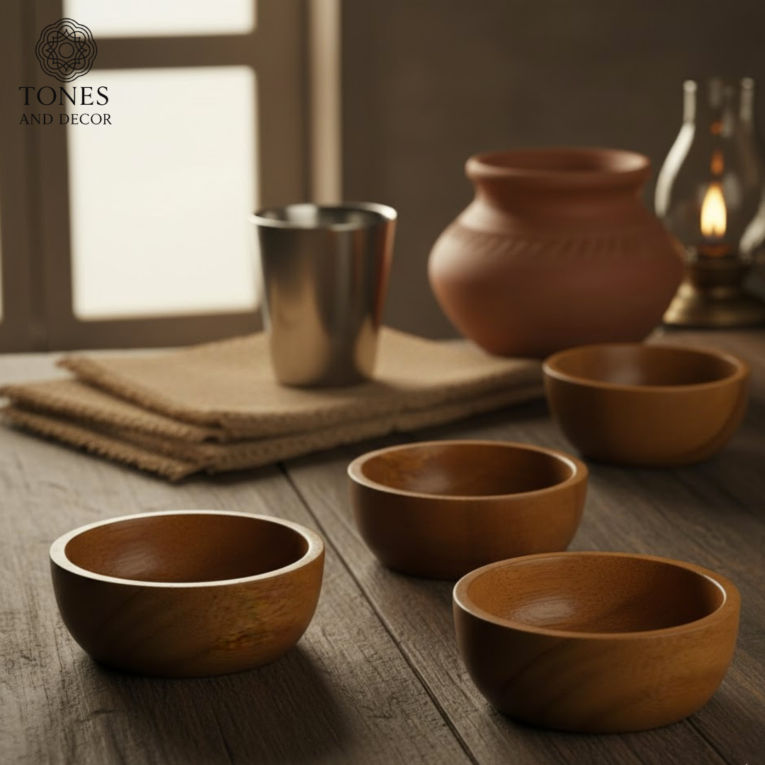 Premium Sheesham Wood Serving Bowl Set (Set of 4) – Handcrafted & Natural Finish