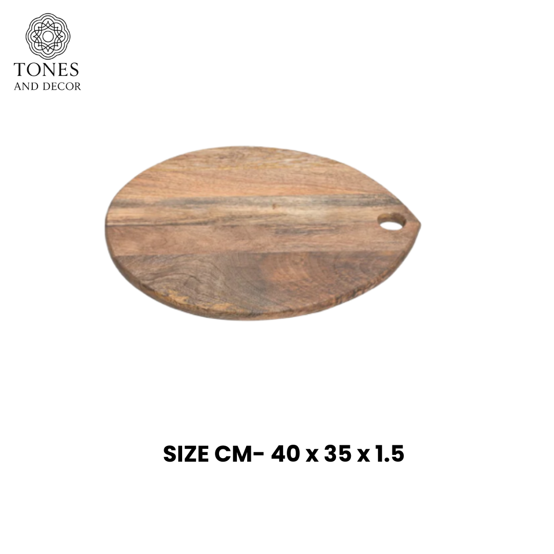 Handcrafted Leaf-Shaped Wooden Chopping & Serving Board – 40 × 35 cm