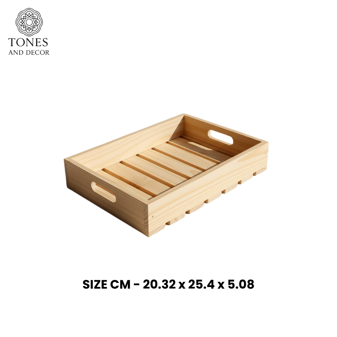 Rustic Slatted Mango Wood Tray