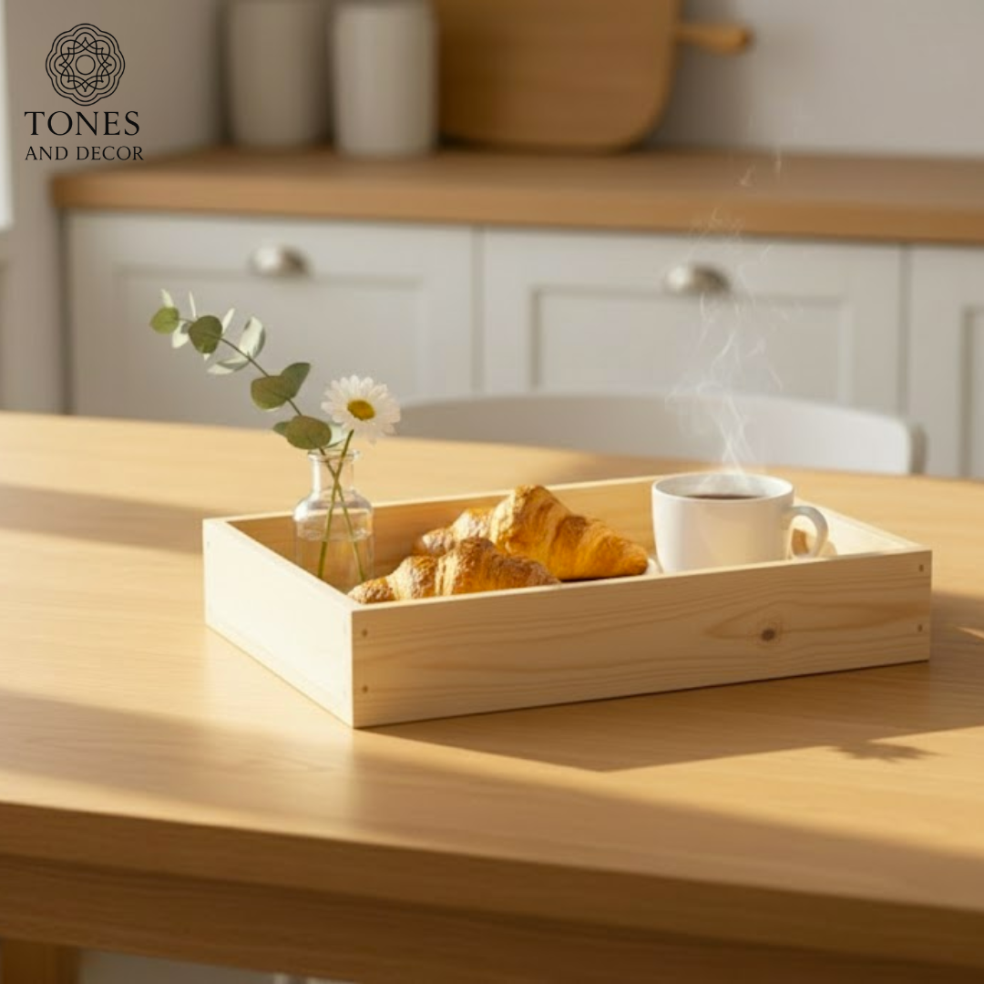 Rustic Slatted Mango Wood Tray