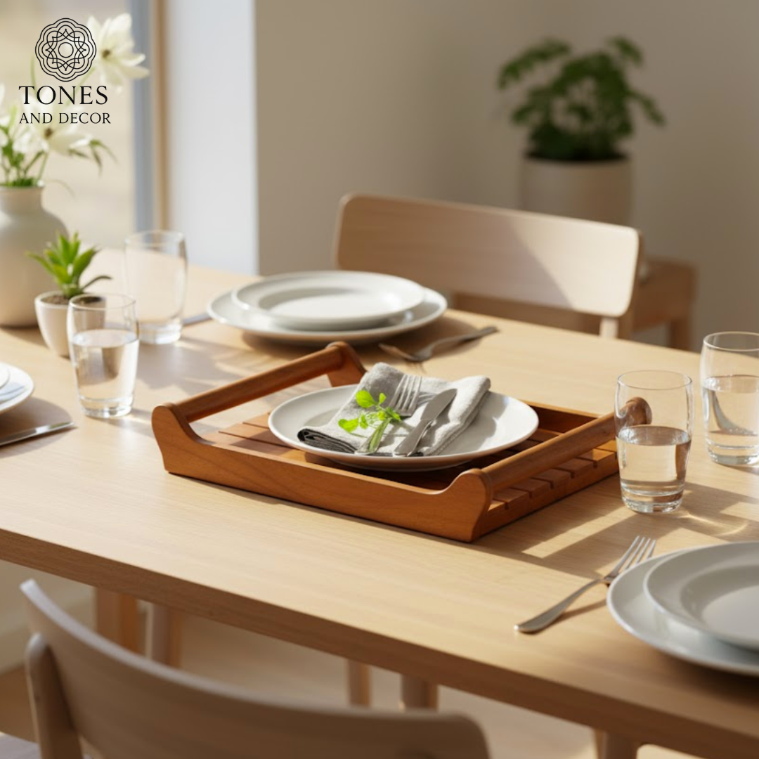 Handcrafted Slatted Mango Wood Serving Tray