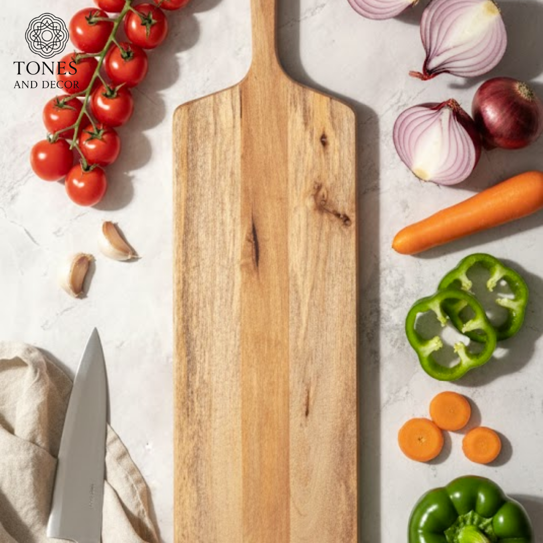 Handcrafted Tall Paddle-Style Wooden Chopping & Serving Board – 52 × 20 cm