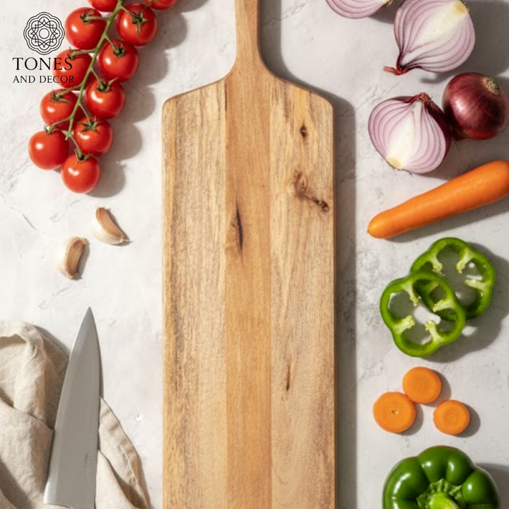 Handcrafted Tall Paddle-Style Wooden Chopping & Serving Board – 52 × 20 cm