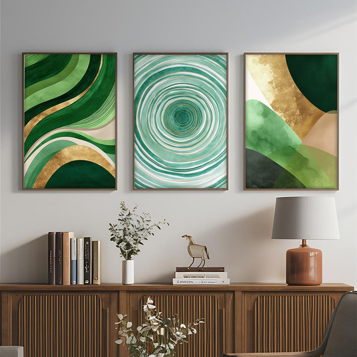 Green & Gold Abstract Wall Art