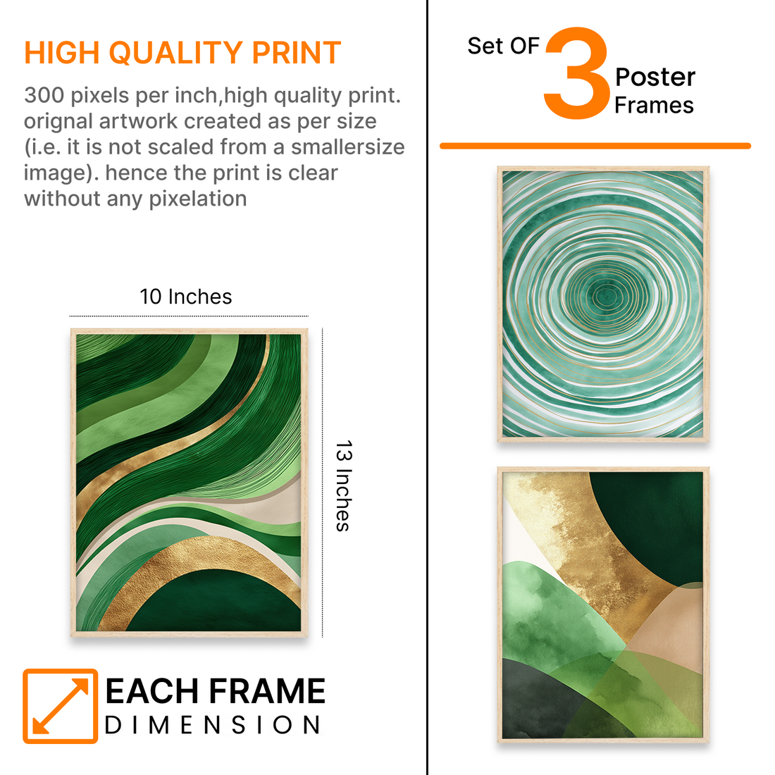 Green & Gold Abstract Wall Art