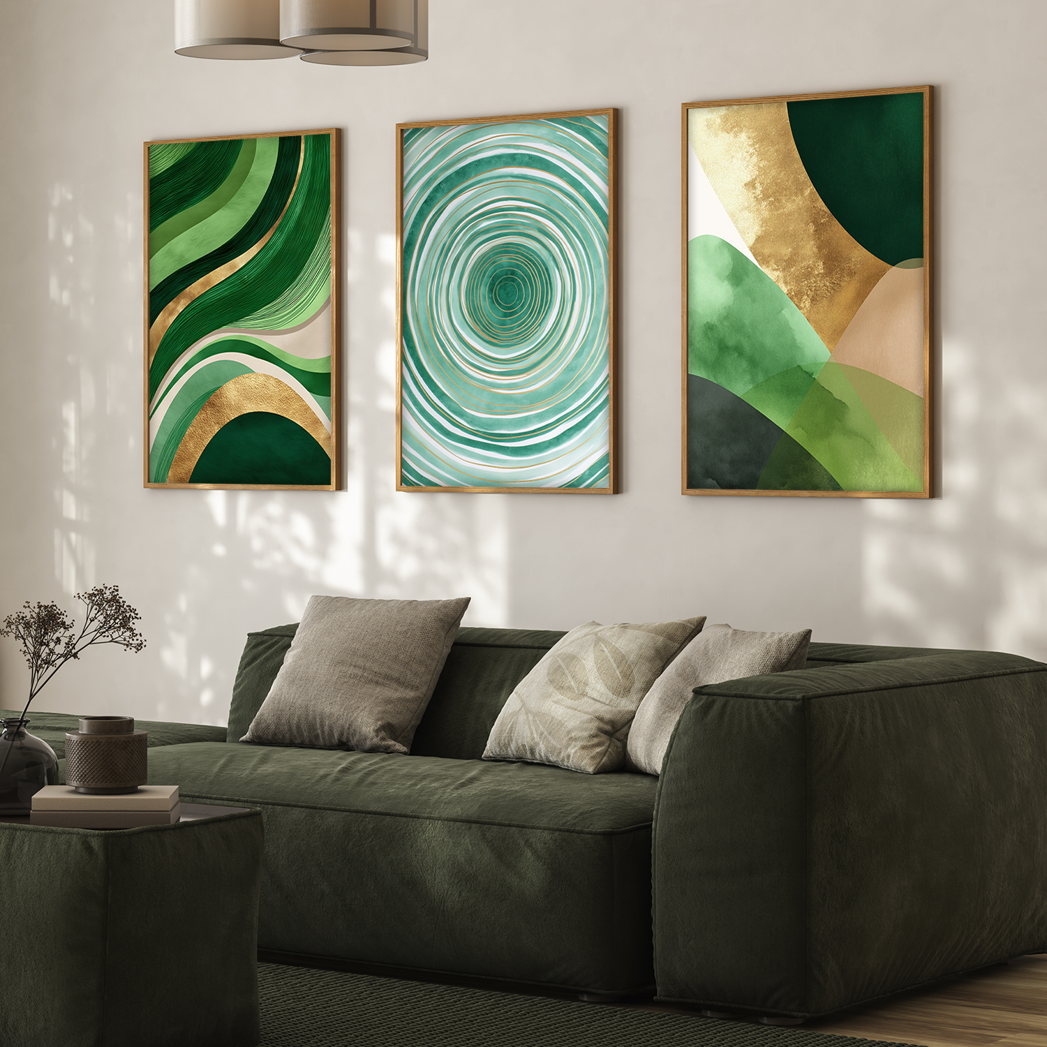 Green & Gold Abstract Wall Art