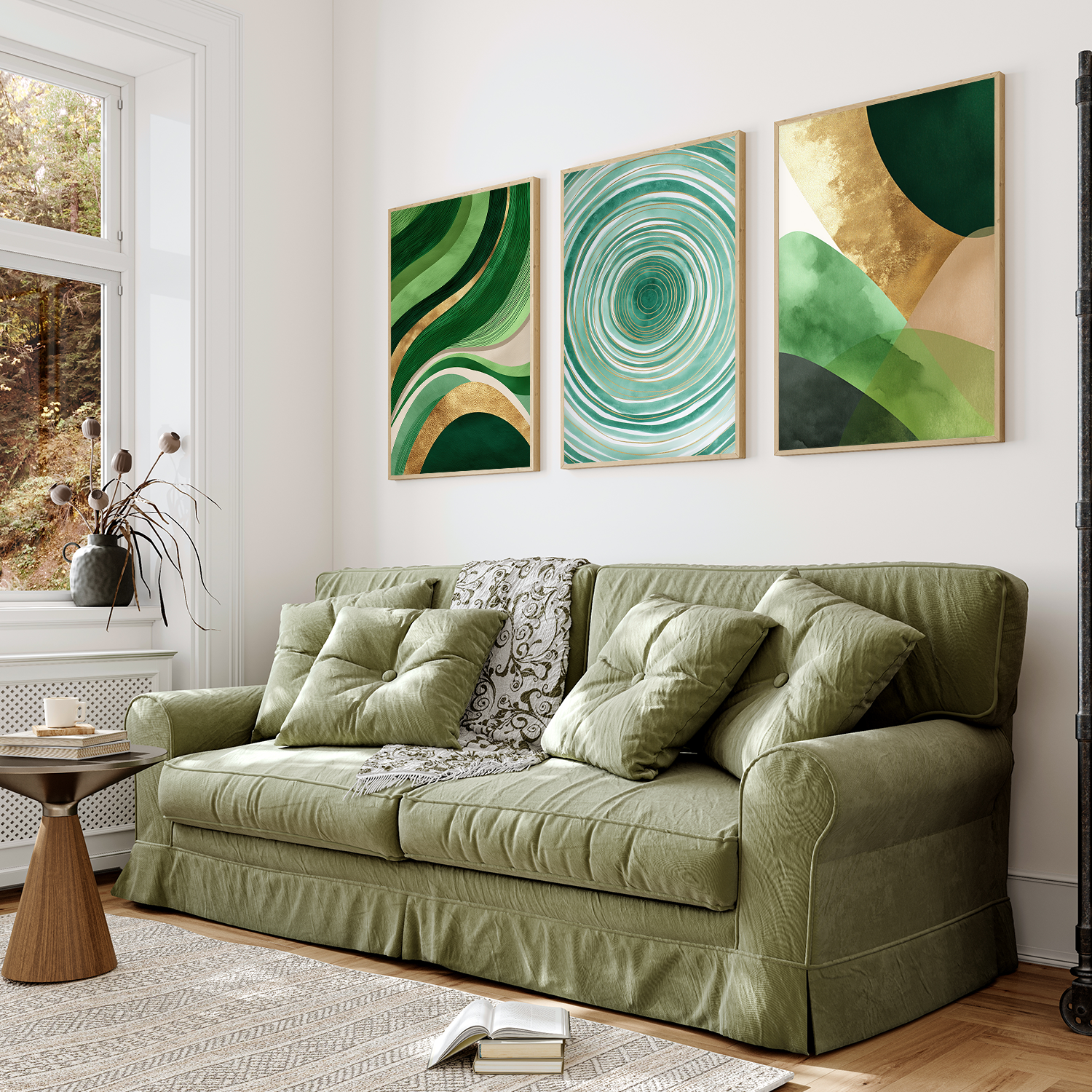 Green & Gold Abstract Wall Art