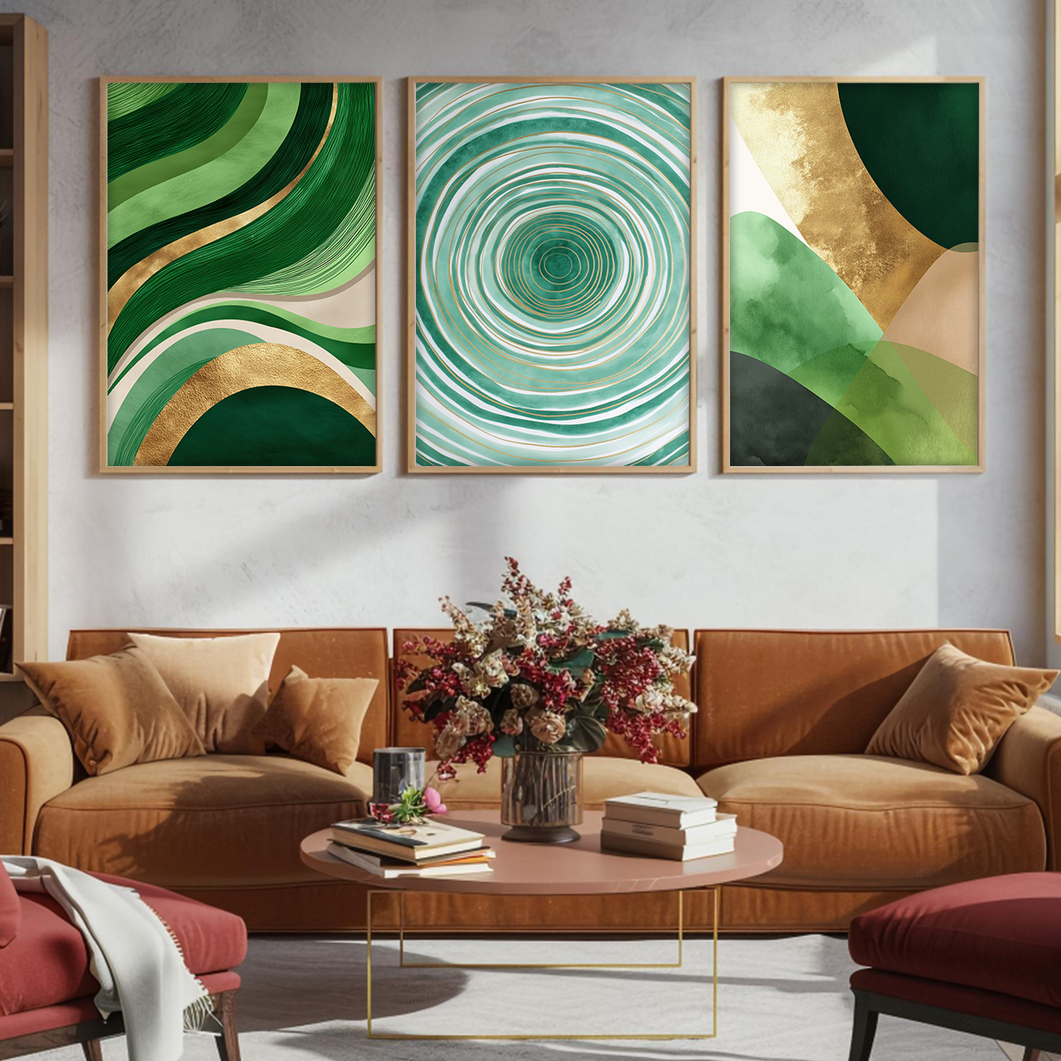 Green & Gold Abstract Wall Art