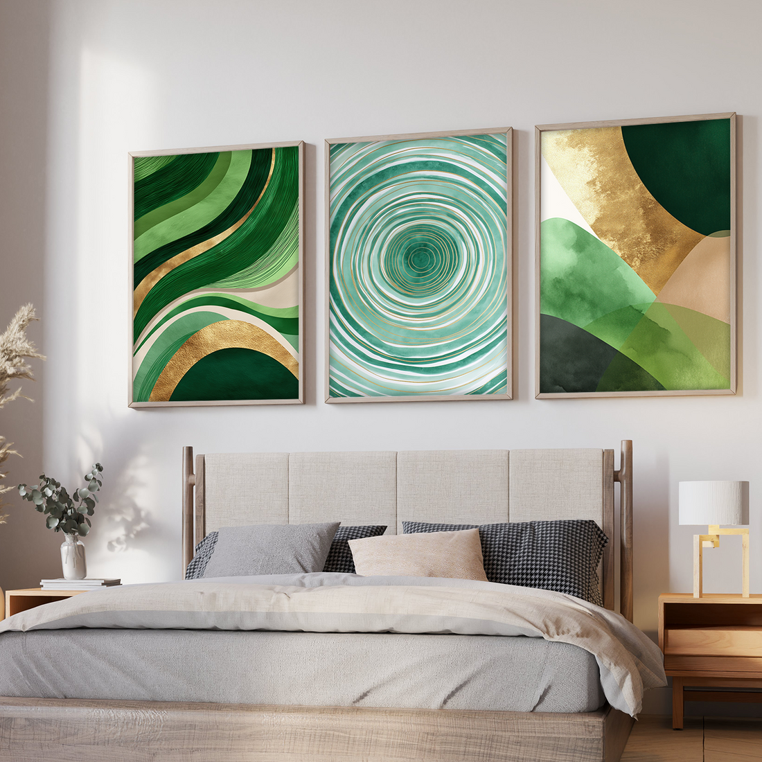 Green & Gold Abstract Wall Art