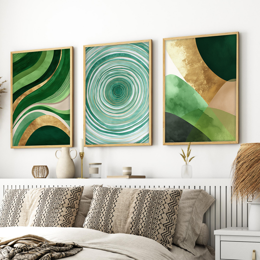 Green & Gold Abstract Wall Art