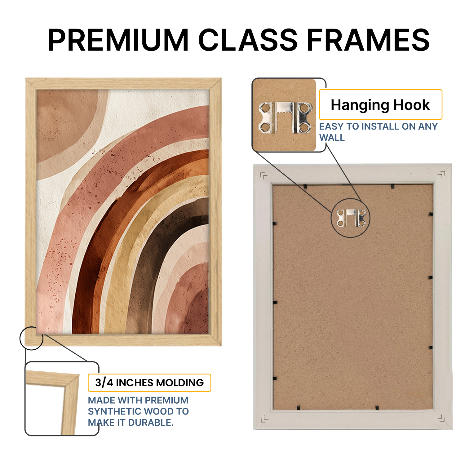 Mid-Century Modern Abstract Wall Art – Terracotta Rainbow & Geometric Framed Prints