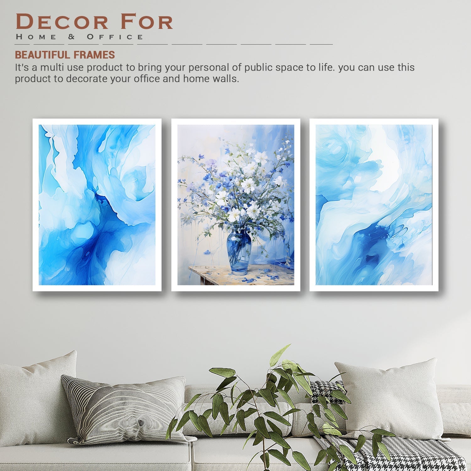 Sky Blue Flower Pot Painting