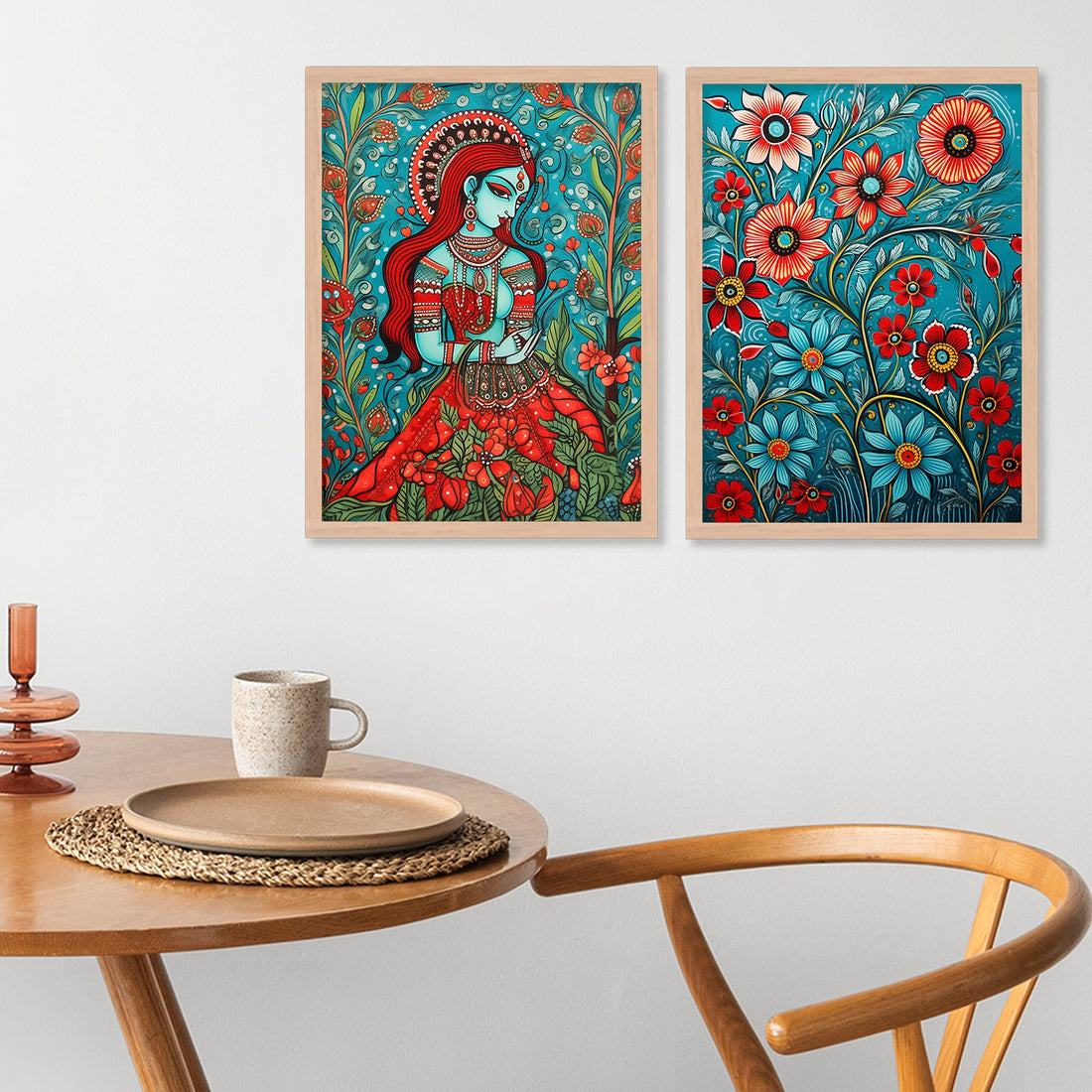 Joyful Folk Flower Wall Painting