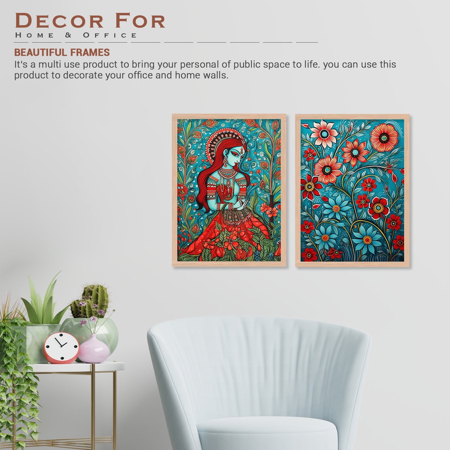 Joyful Folk Flower Wall Painting