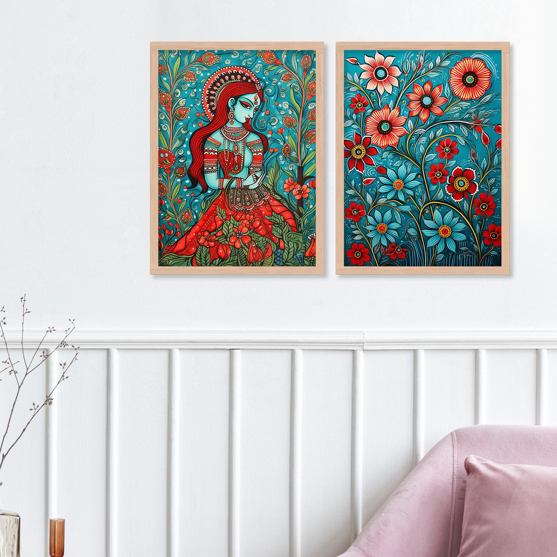 Joyful Folk Flower Wall Painting