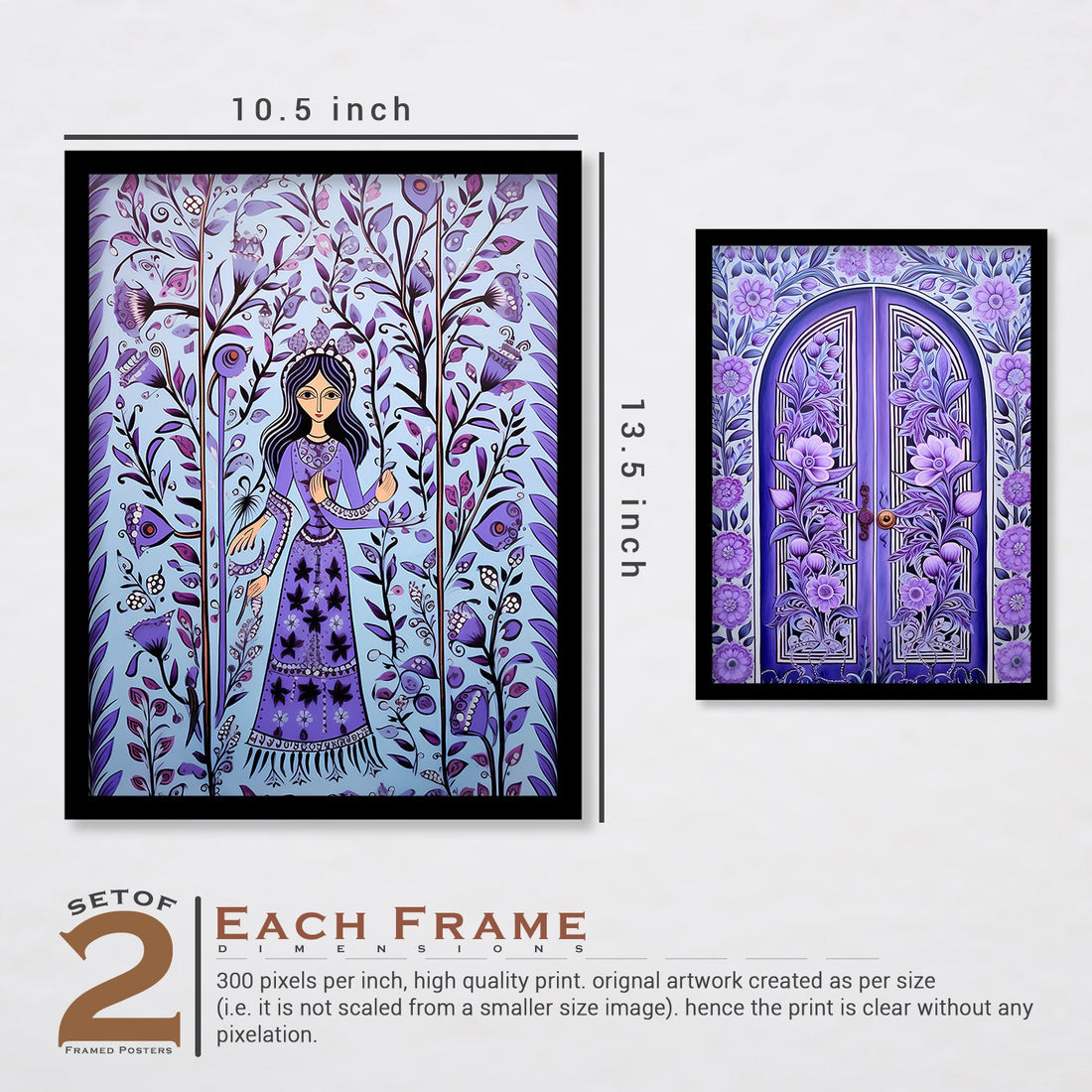 Flower Printed Door Madhubani Framed Wall Painting