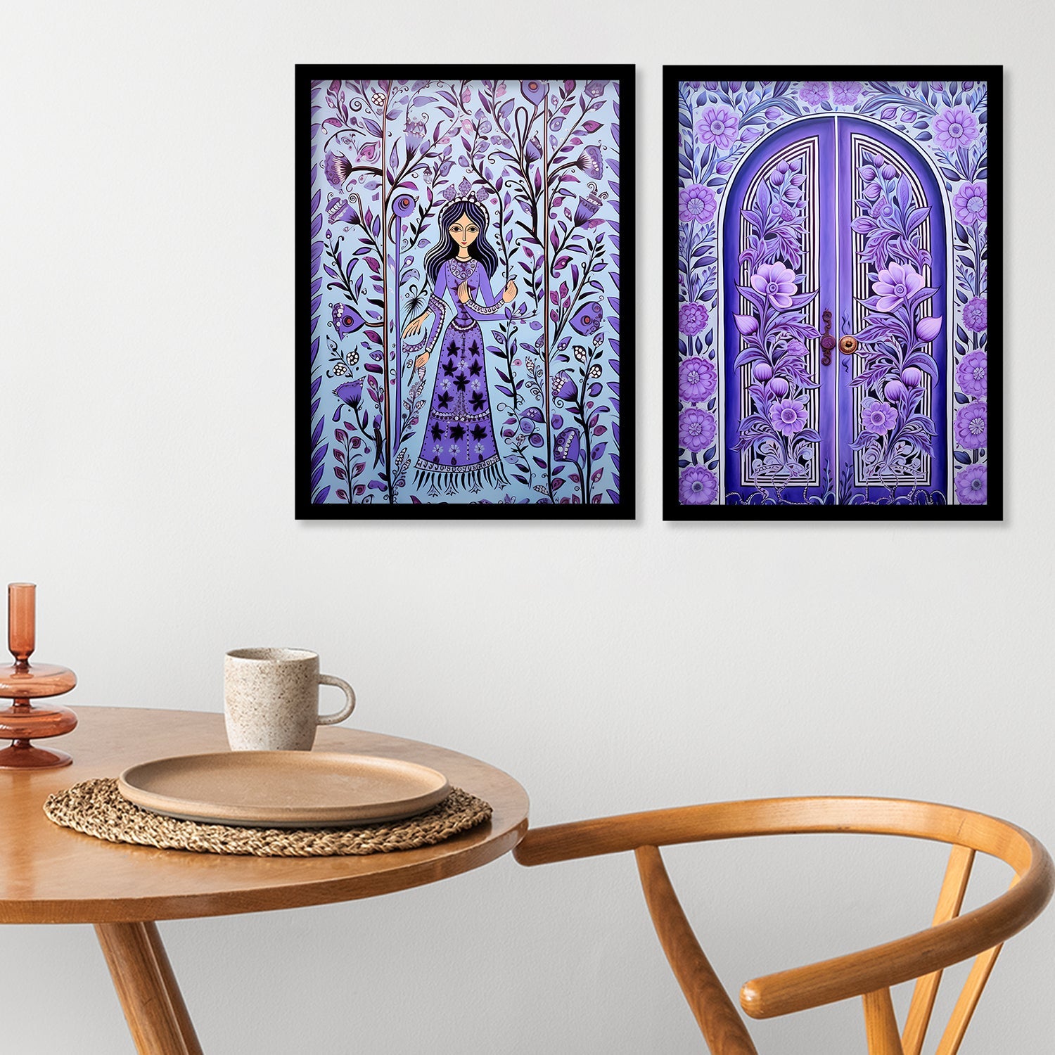 Flower Printed Door Madhubani Framed Wall Painting