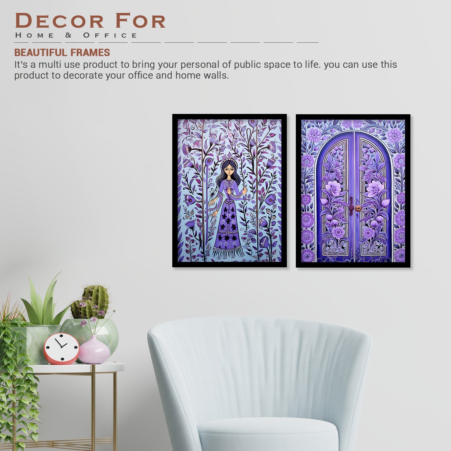 Flower Printed Door Madhubani Framed Wall Painting