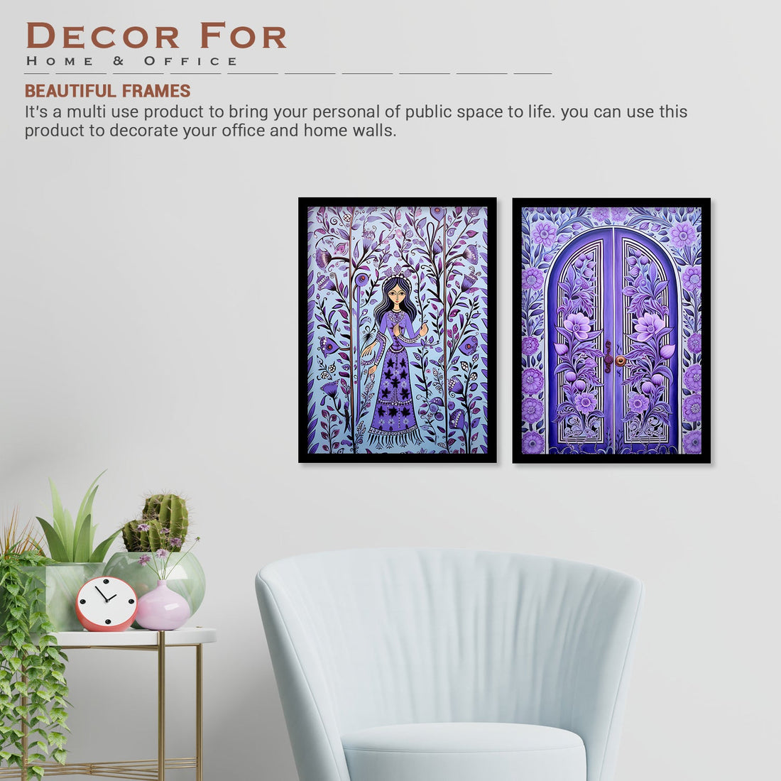 Flower Printed Door Madhubani Framed Wall Painting