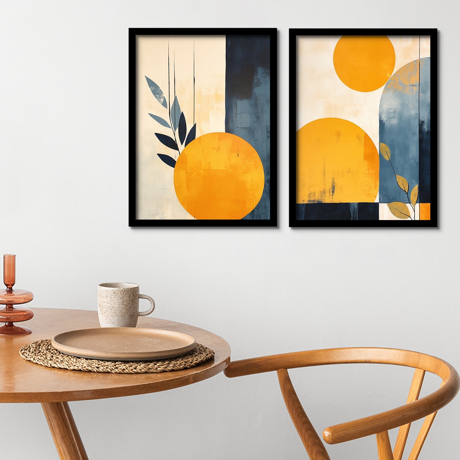 Yellow Circle Shape Framed