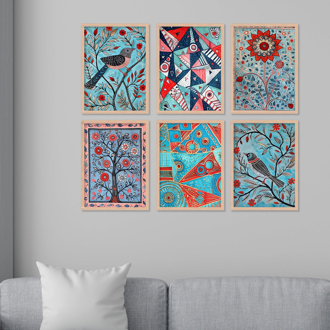 New Coloured Bird And Tree Art