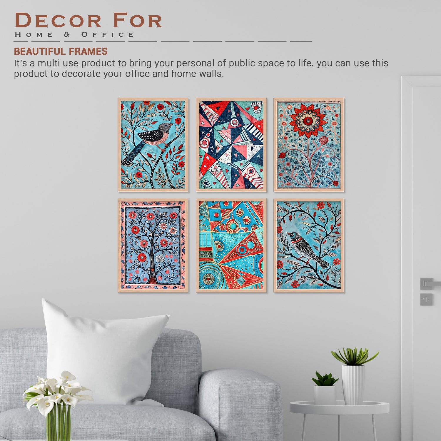 New Coloured Bird And Tree Art