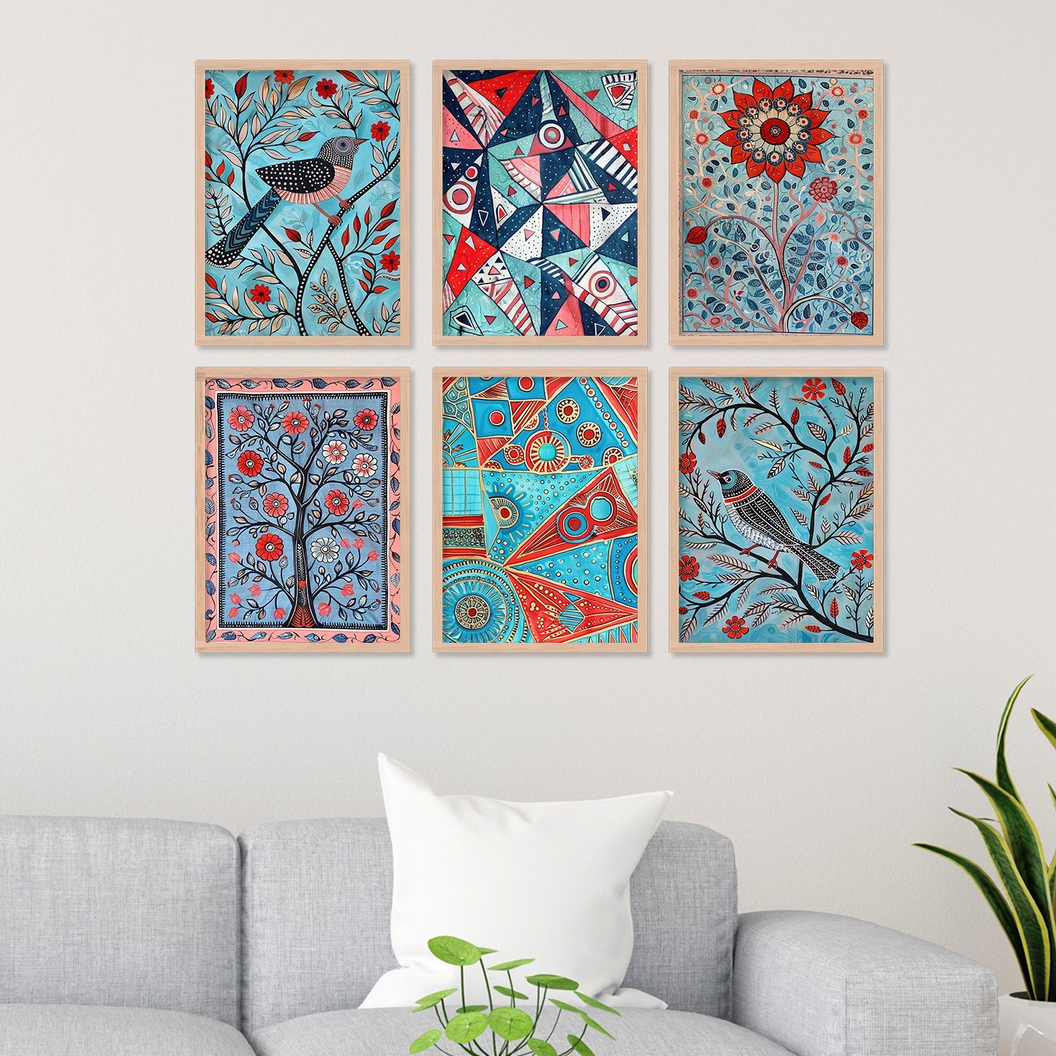 New Coloured Bird And Tree Art