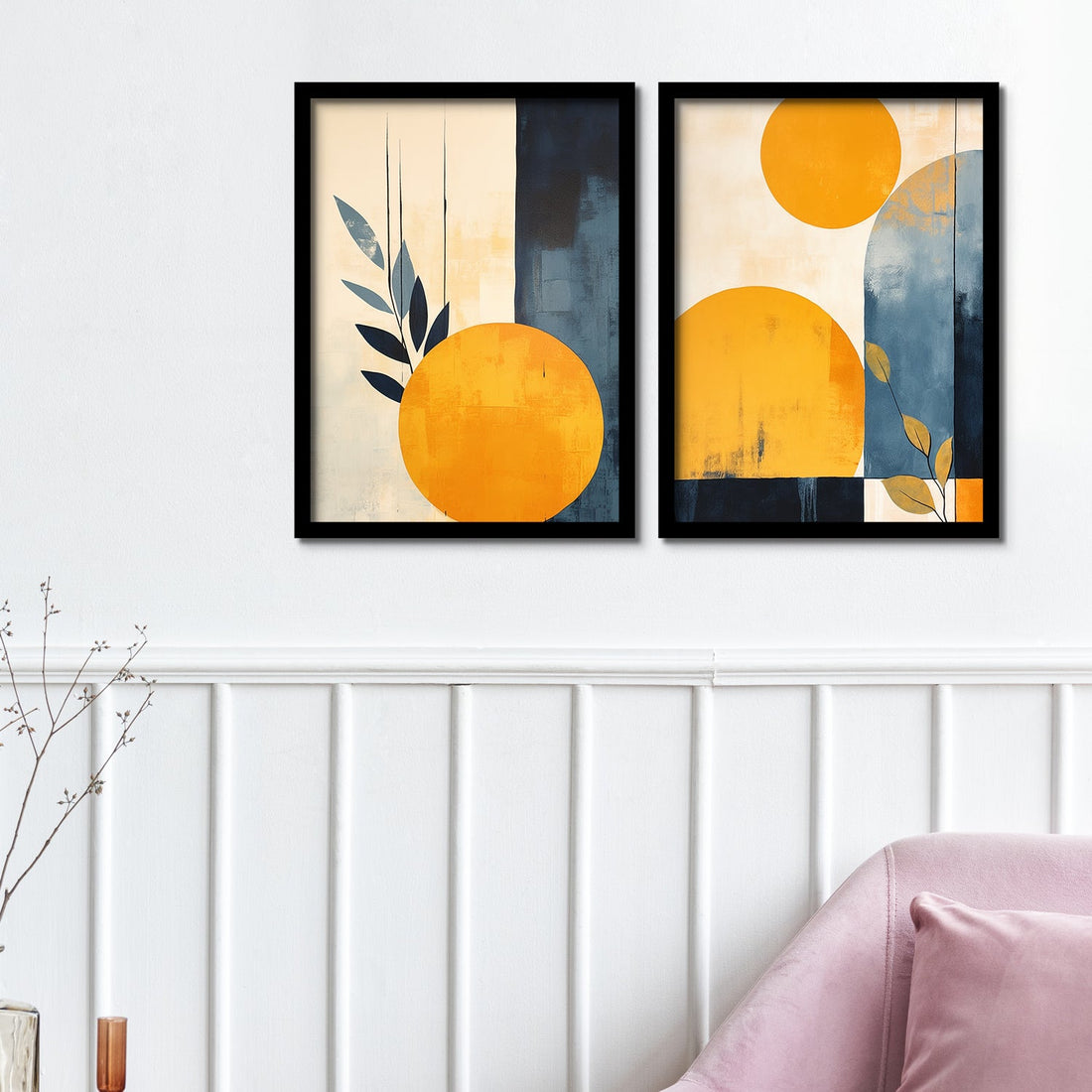 Yellow Circle Shape Framed