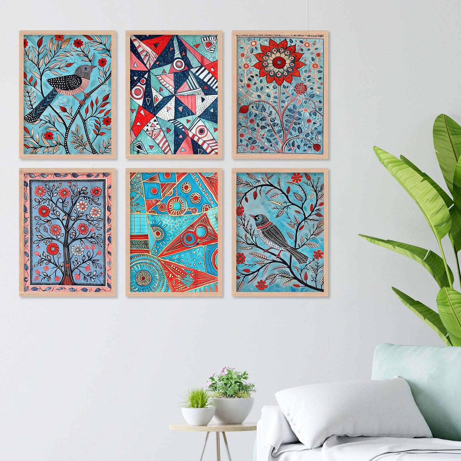 New Coloured Bird And Tree Art