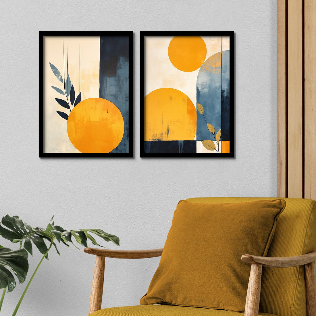 Yellow Circle Shape Framed