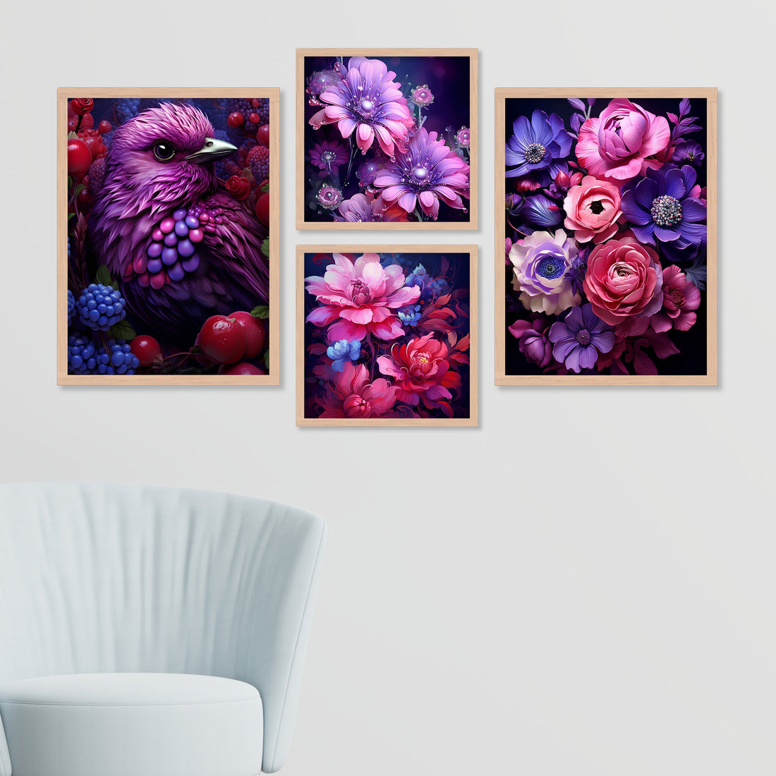 Purple Flower And Bird