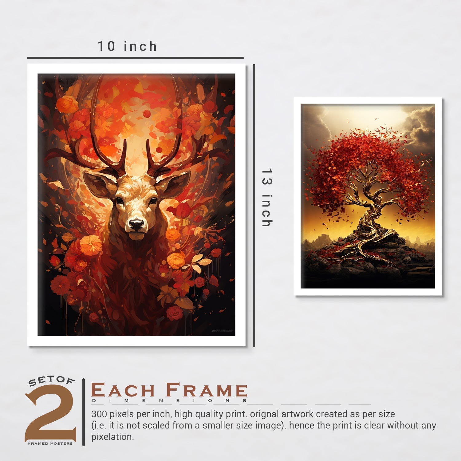 Red Swamp Deer With Tree Wall Art