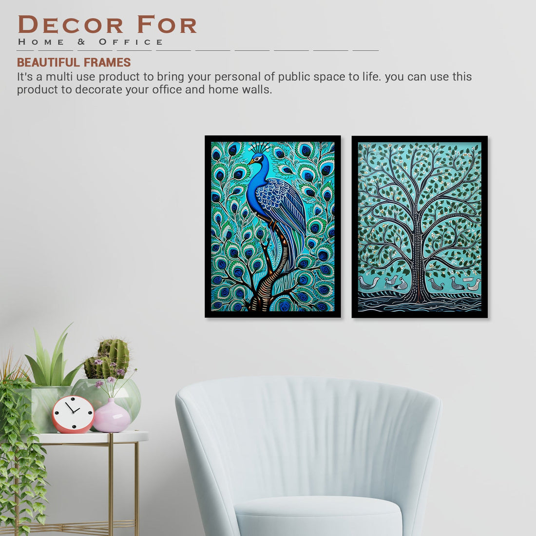 Peacock Madhubani Framed