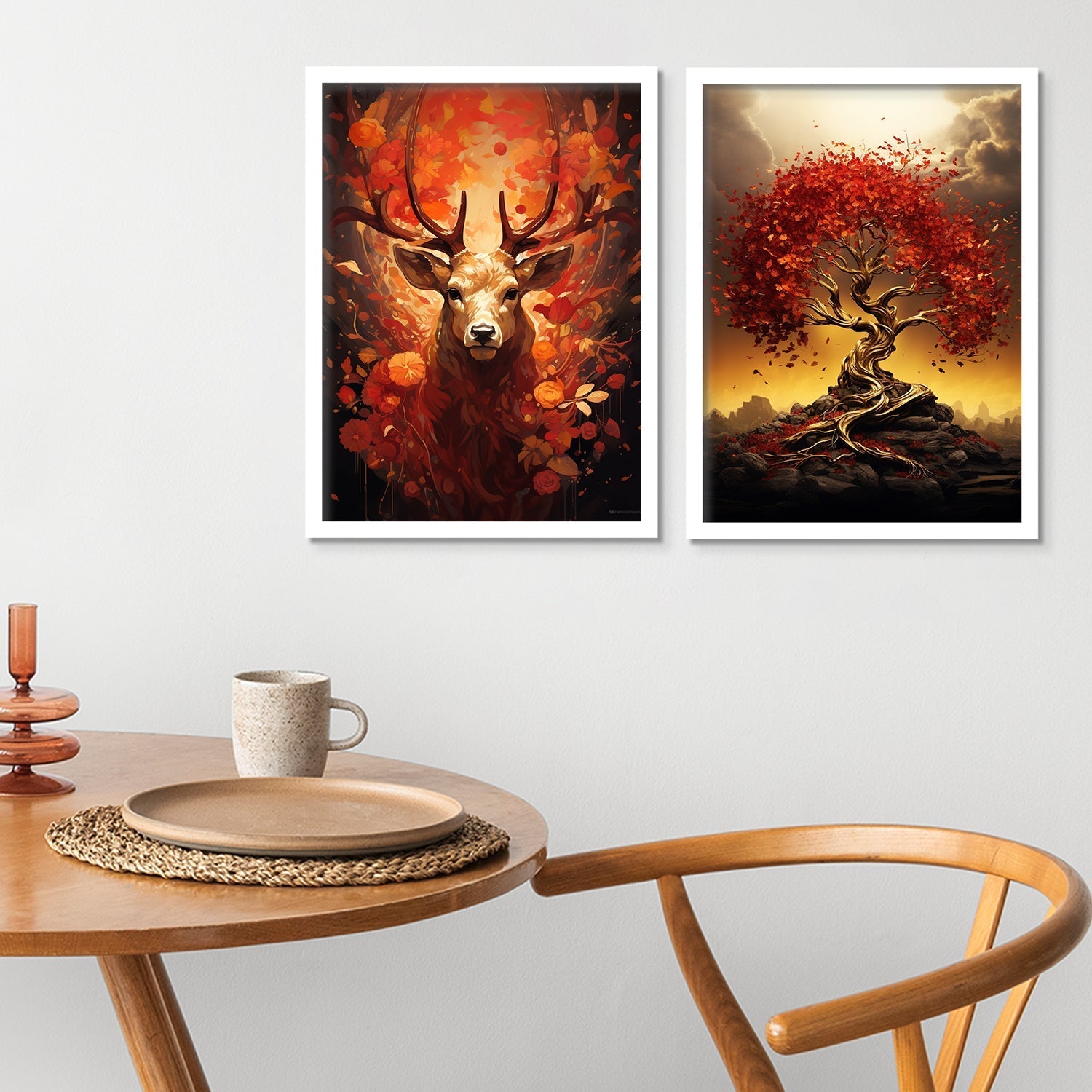 Red Swamp Deer With Tree Wall Art