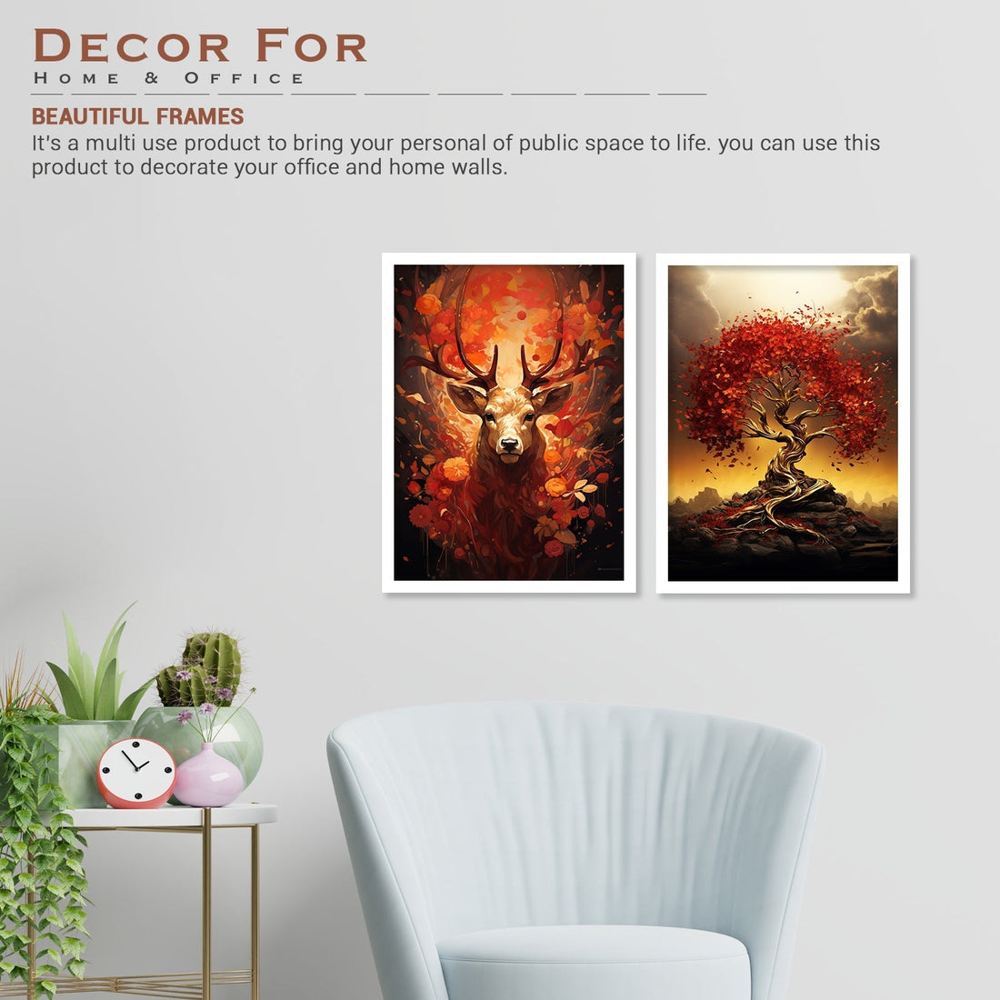 Red Swamp Deer With Tree Wall Art