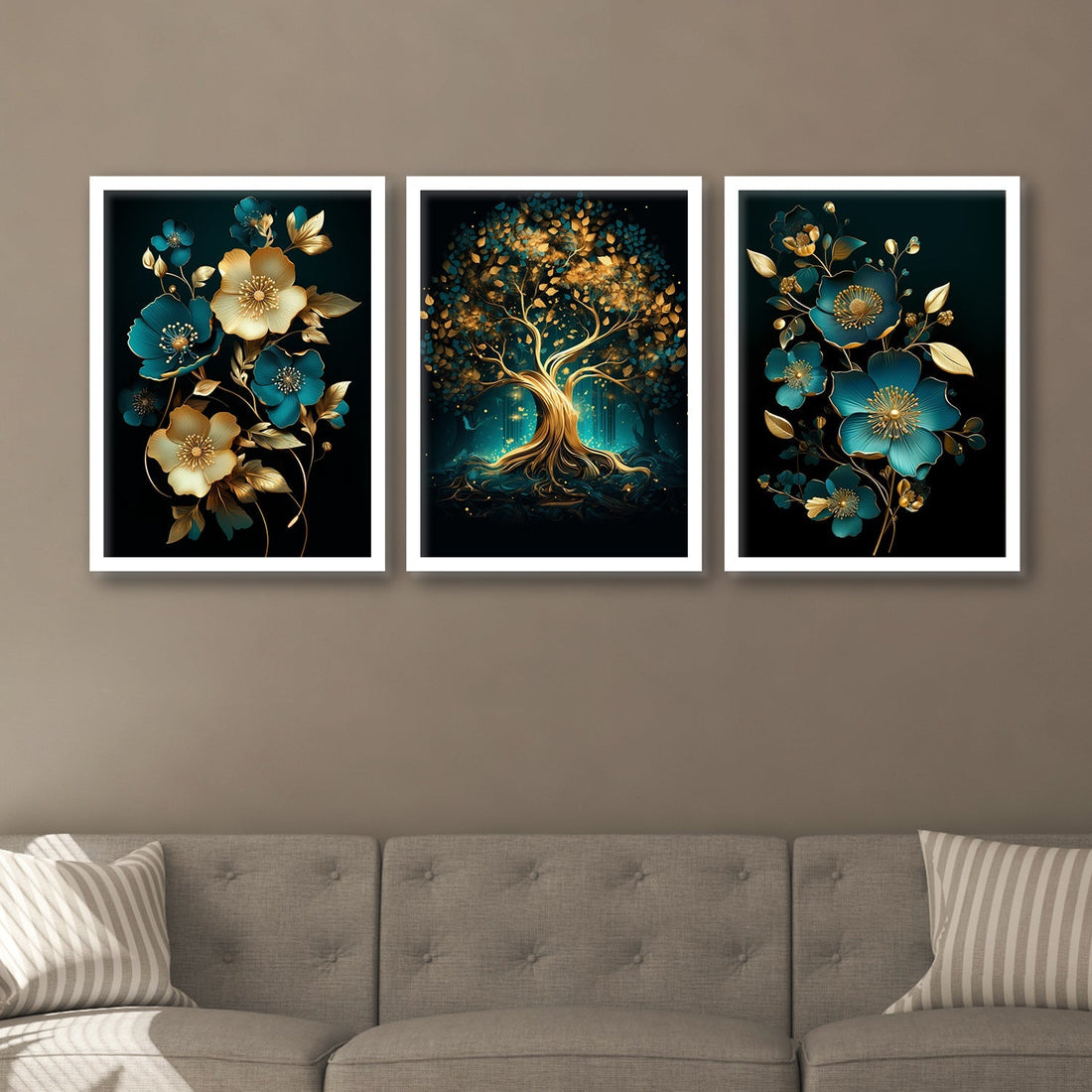 Golden Flower And Tree Art