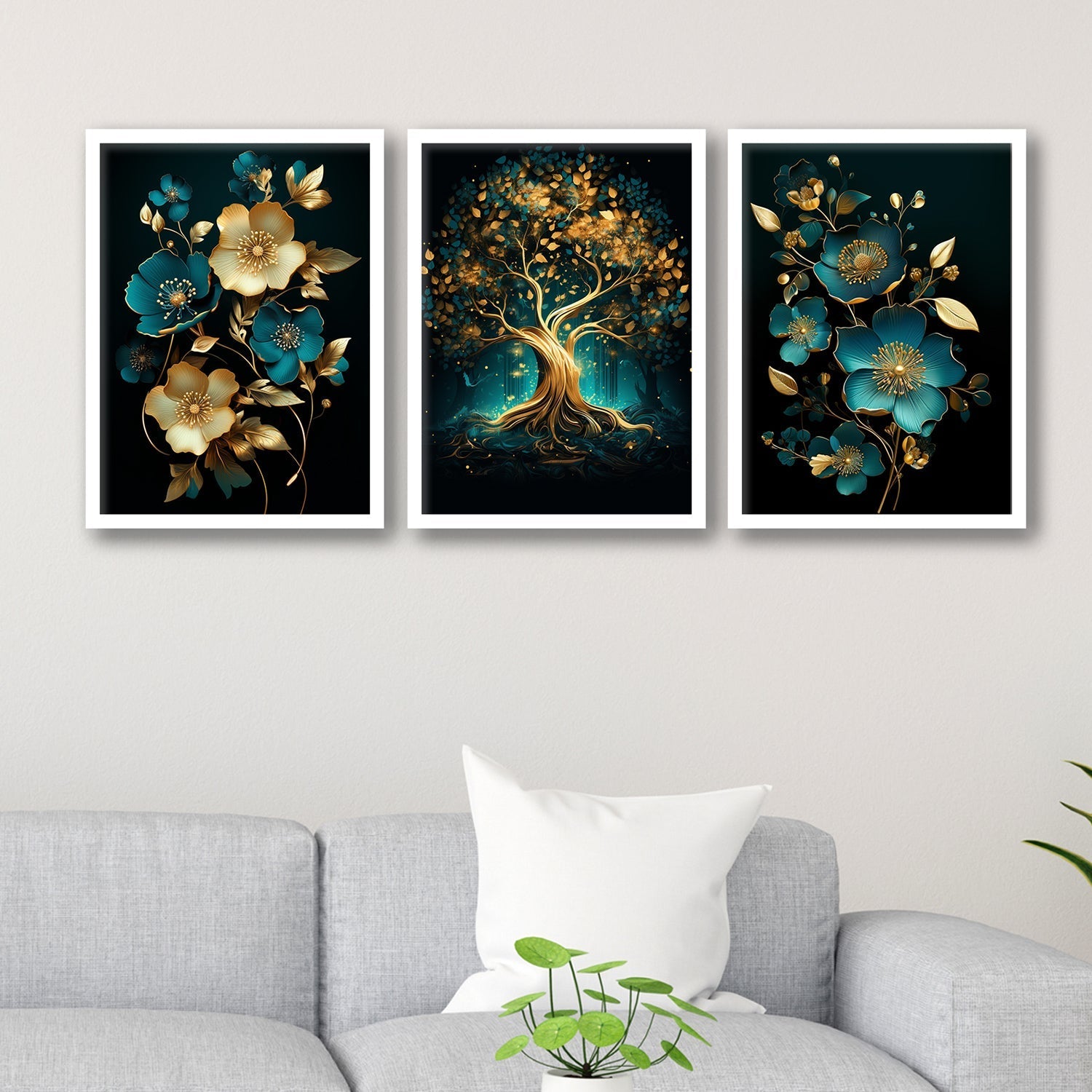 Golden Flower And Tree Art