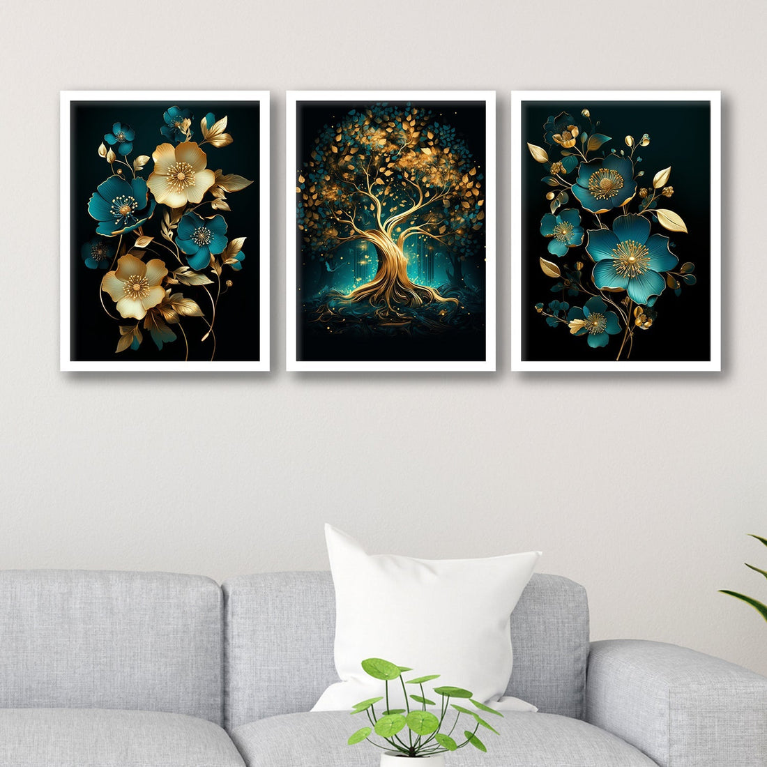 Golden Flower And Tree Art