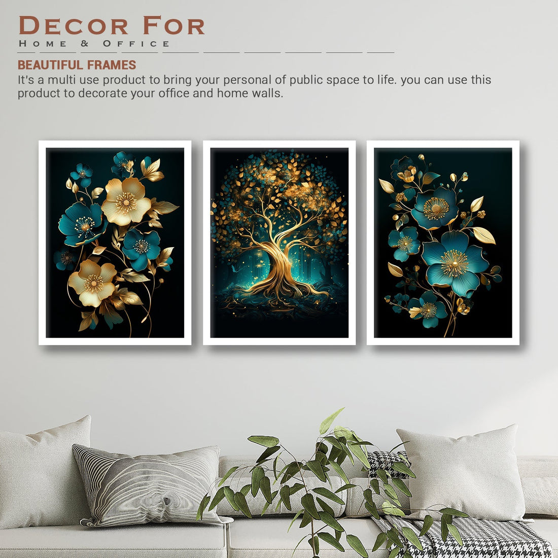 Golden Flower And Tree Art